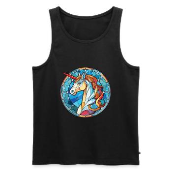 Einhorn bunte Aquarell Tier Illustration - Männer Premium Bio Tank Top - Schwarz - Vorne - Michal (187cm)