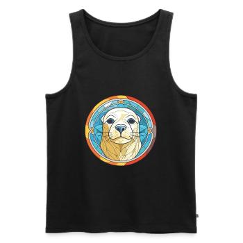 Siegel buntes Aquarell Tier Haustier Illustration - Männer Premium Bio Tank Top - Schwarz - Vorne - Michal (187cm)