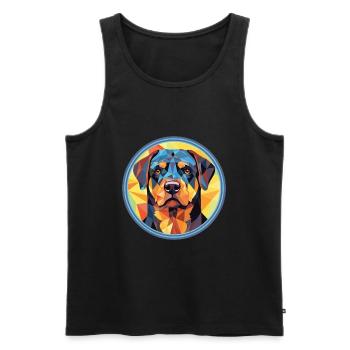Rottweiler Chien Aquarelle Colorée Animal Cartoon - Débardeur bio Premium Homme - noir - Devant - Michal (187cm)