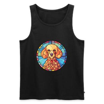 Poodle Dog Colorful Watercolor Animal Illustration - Men's Premium Organic Tank Top - black - Front - Michal (187cm)