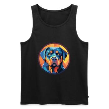 Rottweiler Chien Aquarelle Colorée Animal Cartoon - Débardeur bio Premium Homme - noir - Devant - Michal (187cm)