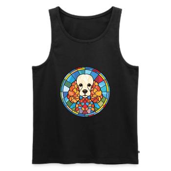 Poodle Dog Colorful Watercolor Animal Illustration - Men's Premium Organic Tank Top - black - Front - Michal (187cm)