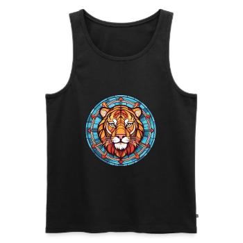 Tiger Buntes Aquarell Tier Haustier Illustration - Männer Premium Bio Tank Top - Schwarz - Vorne - AI Model Male 178 light (178cm)