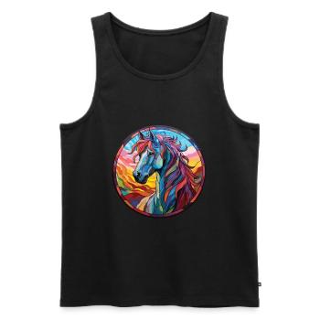Pferd buntes Aquarell Tier Haustier Illustration - Männer Premium Bio Tank Top - Schwarz - Vorne - Michal (187cm)