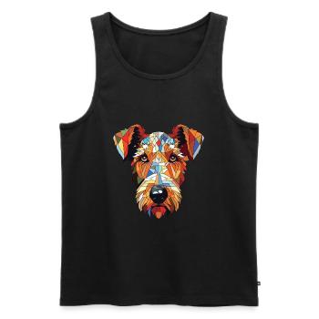 Airedale Terrier chien race aquarelle Illustration - Débardeur bio Premium Homme - noir - Devant - Michal (187cm)