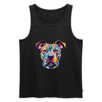American Pitbull Terrier Dog Breed Watercolor - Men's Premium Organic Tank Top - black - Front - Michal (187cm)