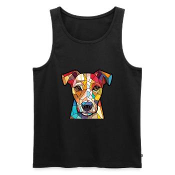Ariegeois race chien aquarelle verre illustration - Débardeur bio Premium Homme - noir - Devant - Michal (187cm)