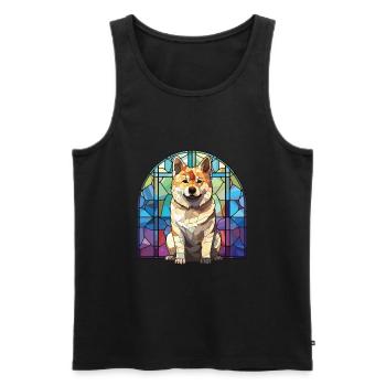 Akita Hunderasse bunte Aquarell-Illustration - Männer Premium Bio Tank Top - Schwarz - Vorne - Michal (187cm)