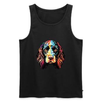 Alpine Spaniel Dog Breed Watercolor Illustration - Men's Premium Organic Tank Top - black - Front - Michal (187cm)