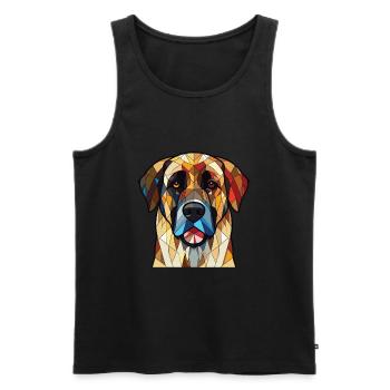 Chien de berger anatolien race aquarelle colorée - Débardeur bio Premium Homme - noir - Devant - Michal (187cm)