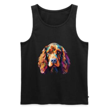 American Cocker Spaniel chien race aquarelle verre - Débardeur bio Premium Homme - noir - Devant - Michal (187cm)