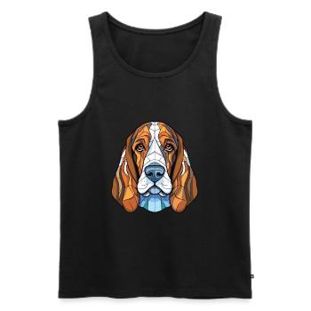 Basset Bleu De Gascogne Dog Breed Watercolor Glass - Men's Premium Organic Tank Top - black - Front - Michal (187cm)