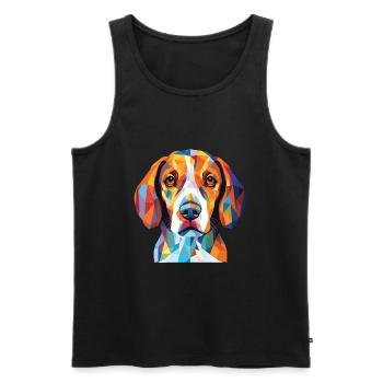 Beagle Harrier Scent Hound race chien aquarelle - Débardeur bio Premium Homme - noir - Devant - AI Model Male 178 light (178cm)