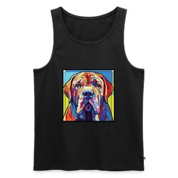 Mastiff napolitain chien race aquarelle colorée - Débardeur bio Premium Homme - noir - Devant - Michal (187cm)