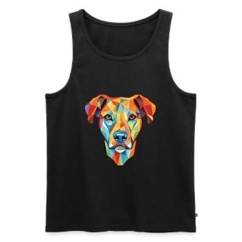 Border Colli race chien aquarelle Illustration - Débardeur bio Premium Homme - noir - Devant - Michal (187cm)