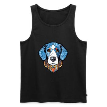 Bleu De Gascogne race chien aquarelle illustration - Débardeur bio Premium Homme - noir - Devant - AI Model Male 178 light (178cm)