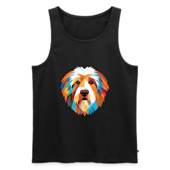 Catalan Sheepdog Dog Breed Watercolor Illustration - Men's Premium Organic Tank Top - black - Front - Michal (187cm)