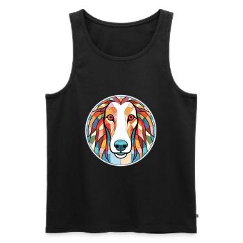 Borzoi Dog Breed Colorful Watercolor Illustration - Men's Premium Organic Tank Top - black - Front - Michal (187cm)