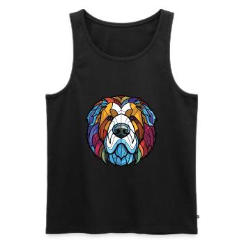 Caucasien Ovcharka chien race aquarelle colorée - Débardeur bio Premium Homme - noir - Devant - Michal (187cm)