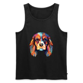 Cavalier King Charles Spaniel chien race aquarelle - Débardeur bio Premium Homme - noir - Devant - Michal (187cm)
