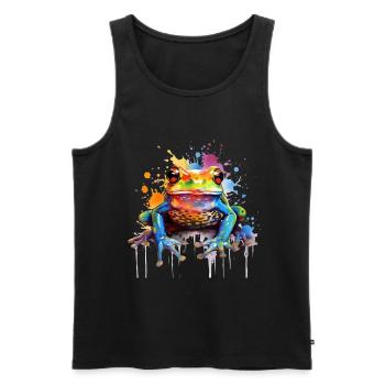 Grenouille coloré, frog - Débardeur bio Premium Homme - noir - Devant - Michal (187cm)