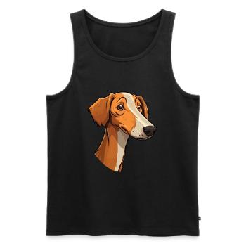 Lurcher Dog Breed Cartoon Kawaii Illustration - Men's Premium Organic Tank Top - black - Front - AI Model Male 178 light (178cm)
