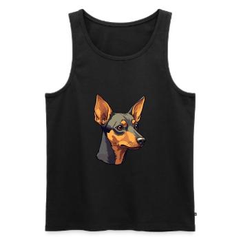 Miniatur Pinscher Hunderasse Cartoon Kawaii Illust - Männer Premium Bio Tank Top - Schwarz - Vorne - AI Model Male 178 light (178cm)