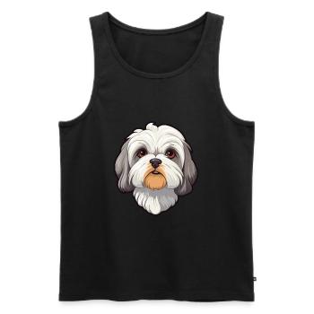 Maltais Shih Tzu Chien Race Cartoon Kawaii Illustra - Débardeur bio Premium Homme - noir - Devant - Michal (187cm)
