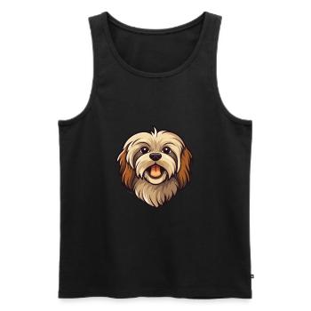 Lowchen Kleiner Löwe Hunderasse Cartoon Kawaii Illus - Männer Premium Bio Tank Top - Schwarz - Vorne - Michal (187cm)