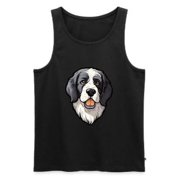 Landseer chien race dessin animé Kawaii Illustration - Débardeur bio Premium Homme - noir - Devant - Michal (187cm)