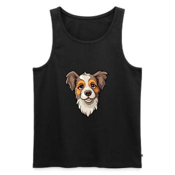 Koolie chien race dessin animé Kawaii Illustration - Débardeur bio Premium Homme - noir - Devant - Michal (187cm)