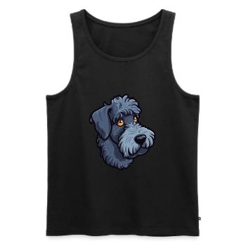 Kerry Blue Terrier race de chien dessin animé Kawaii Illust - Débardeur bio Premium Homme - noir - Devant - Michal (187cm)