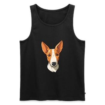 Ibizan Hound Dog Breed Cartoon Kawaii Illustration - Men's Premium Organic Tank Top - black - Front - AI Model Male 178 light (178cm)
