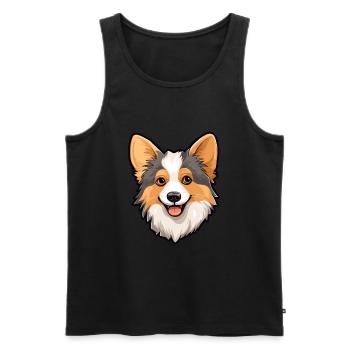 Isländischer Schäferhund Hunderasse Cartoon Kawaii Illust - Männer Premium Bio Tank Top - Schwarz - Vorne - AI Model Male 178 light (178cm)