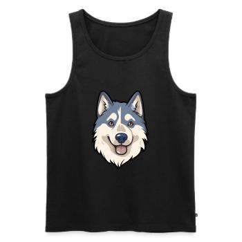 Husky-Hunderassen-Karikatur Kawaii-Illustration - Männer Premium Bio Tank Top - Schwarz - Vorne - Michal (187cm)