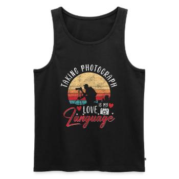 Kamera Fotografie Objektiv Herzschlag - Männer Premium Bio Tank Top - Schwarz - Vorne - Michal (187cm)
