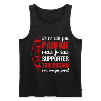 Supporter toulousain cadeau rugby Toulouse - Débardeur bio Premium Homme - noir - Devant - AI Model Male 178 light (178cm)