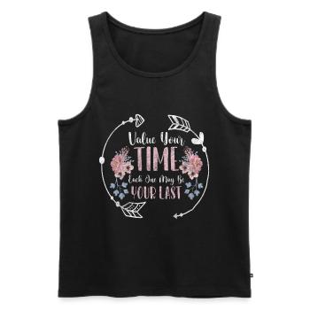Zeit Lebenszeit Zeitlos - Männer Premium Bio Tank Top - Schwarz - Vorne - AI Model Male 178 light (178cm)