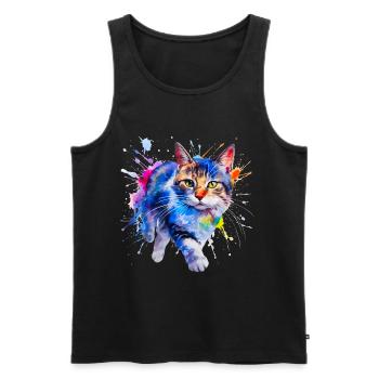cat, kitten - Men's Premium Organic Tank Top - black - Front - Michal (187cm)