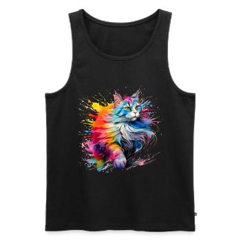 Katze, Maine Coon - Männer Premium Bio Tank Top - Schwarz - Vorne - AI Model Male 178 light (178cm)