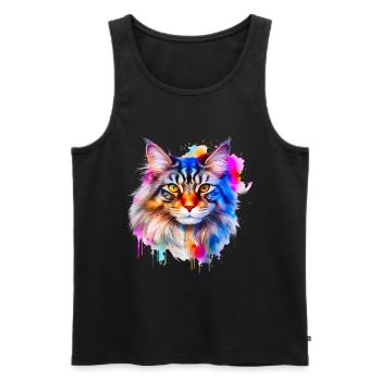 Maine Coon Cat - Men's Premium Organic Tank Top - black - Front - AI Model Male 178 light (178cm)