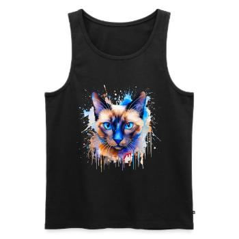 chat siamois - Débardeur bio Premium Homme - noir - Devant - AI Model Male 178 light (178cm)