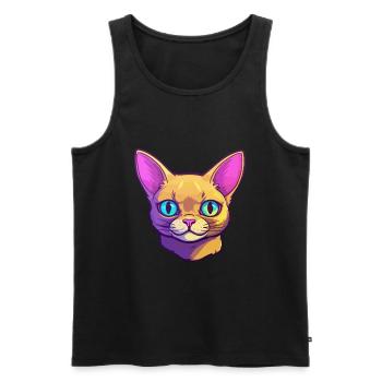 Chat d’argent britannique race aquarelle dessin animé Kawaii - Débardeur bio Premium Homme - noir - Devant - Michal (187cm)