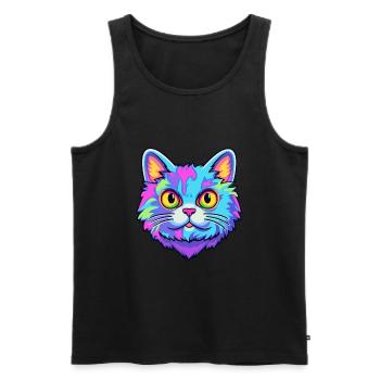 Britisch Kurzhaar Katze Aquarell Karikatur Kawaii - Männer Premium Bio Tank Top - Schwarz - Vorne - Michal (187cm)