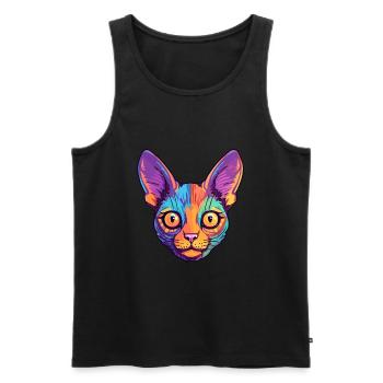 Somali Shorthair chat aquarelle dessin animé Kawaii - Débardeur bio Premium Homme - noir - Devant - Michal (187cm)