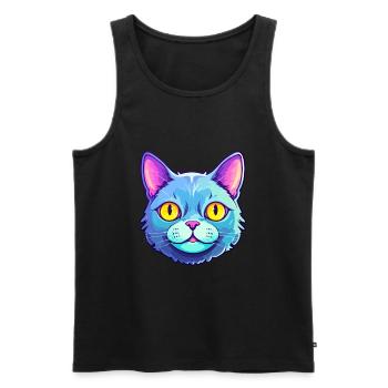 Chat britannique à poil long aquarelle dessin animé Kawaii - Débardeur bio Premium Homme - noir - Devant - Michal (187cm)