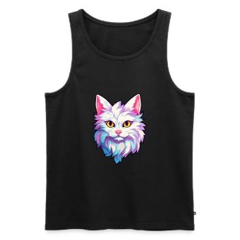 Turkish Angora Cat Breed Watercolor Cartoon Kawaii - Men's Premium Organic Tank Top - black - Front - AI Model Male 178 light (178cm)