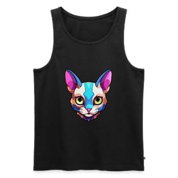 Chat Siamois Race Aquarelle Dessin Animé Kawaii Pet - Débardeur bio Premium Homme - noir - Devant - Michal (187cm)