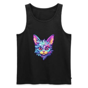 Laperm Cat Breed Aquarelle Cartoon Kawaii Pet - Débardeur bio Premium Homme - noir - Devant - Michal (187cm)
