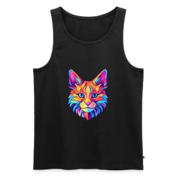 Race de chat somalien aquarelle dessin animé Kawaii animal de compagnie - Débardeur bio Premium Homme - noir - Devant - Michal (187cm)